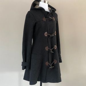 Gant Charcoal Grey Wool Shaped Duffel  Coat Medium